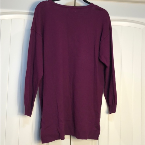 Umgee Burgundy V Neck Oversized Sweater Size Small - Picture 6 of 7